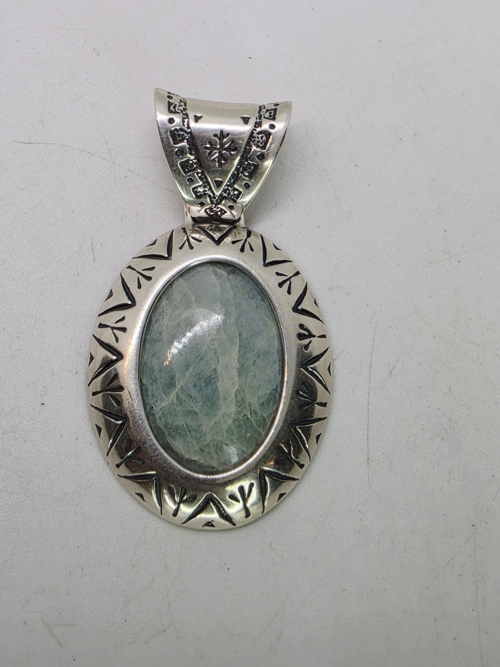 Carolyn Pollack Sterling Silver Pendant Western Necklace Enhancer Aquamarine 19g